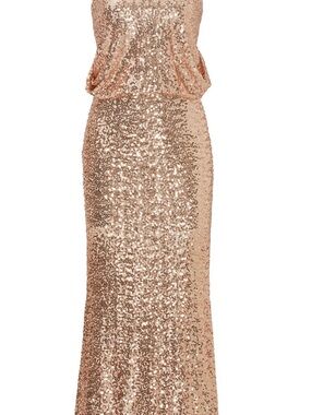 badgley mischka rose gold sequin dress Prom Gown 0348A